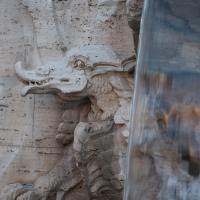 Fountain of the Four Rivers - Detail: dragon relief sculpture in fountain