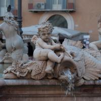 Fountain of Neptune - Detail: Putto and fish basin decoration