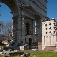 Porta Maggiore - View of the eastern face of Porta Maggiore with the Tomb of Eurysaces the Baker