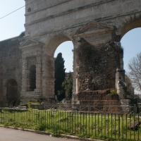 Porta Maggiore - View of the eastern face of Porta Maggiore with the Tomb of Eurysaces the Baker