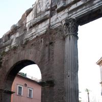 Portico of Octavia - View of the central arch of the Portico of Octavia from behind
