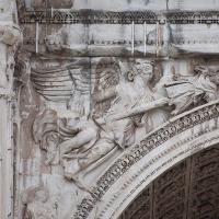 Arch of Septimius Severus - Detail: View of a victory with a trophy on the left Spandrel of the western face of the Arch of Septimius Severus