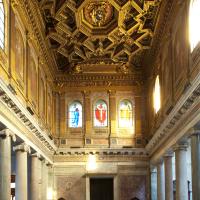 Santa Maria in Trastevere - View of the nave of Santa Maria in Trastevere looking towards the entrance