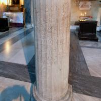 San Nicola in Carcere - View of an ancient column with inscriptions in San Nicola in Carcere