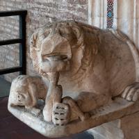 Santi Giovanni e Paolo - View of a lion flanking the entrance of Santi Giovanni e Paolo