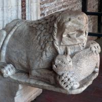 Santi Giovanni e Paolo - View of a lion flanking the entrance of Santi Giovanni e Paolo