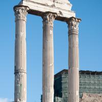 Temple of Castor and Pollux - View of the three remaining columns of the Temple of Castor and Pollux from the northwest