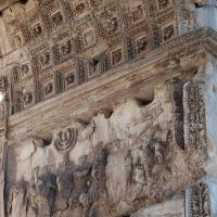 Arch of Titus - Detail: View of a relief panel depicting the spoils from the sack of Jerusalem on the north pier of the Arch of Titus