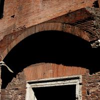 Trajan's Market - Exterior: View of Arch and a Doorway in Trajan's Market from via Biberatica