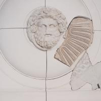Head of Zeus Ammon and Shield Reconstruction - View of Sculpture Installation