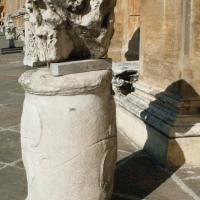 Capital Fragment - Exterior: View of Weathered Column Capital in Cortile della Pigna