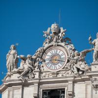 Saint Peter's Basilica  - Exterior: View of Saints and Clock on Saint Peter's Square