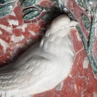 Chapel of Saint Sebastian - Interior: Detail Carving of a Bird Adjacent to the Chapel of Saint Sebastian