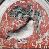 Chapel of Saint Sebastian - Interior: Detail View of a Bird in Marble Next to a Twig