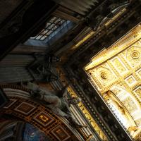 Saint Peter's Basilica - Interior: View of Saint Peter's Basilica looking upwards at the Ceiling near the entrance