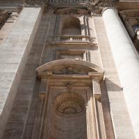 Saint Peter's Basilica - Exterior: View of Facade of St. Peter's Basilica looking upward at Sculpted Niches