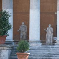 Cortile Della Pigna - View of Two Draped Statues in the Cortile Della Pigna in the Vatican Museum
