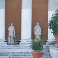 Cortile Della Pigna - View of Two Draped Statues in the Cortile Della Pigna in the Vatican Museum