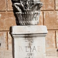 Capital and Statue Base - View of a Capital and an Inscribed Statue Base in the Cortile Della Pigna in the Vatican Museum