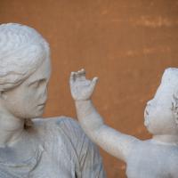 Female Statue with Child - Detail: View of the Heads of a Female Statue holding a Child in the Cortile Della Pigna in the Vatican Museum