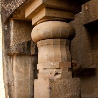 Cave 1: chaitya - Exterior: left porch column