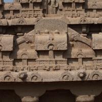 Dharmaraja Ratha - Exterior: detail of balustrade, first level, east side of vimana 