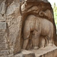 Elephant-Peacock-Monkey Relief - Southeast view