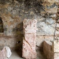 Darat al Funun - Interior: Sculptural Fragment in Grotto from Archeological Site at Southern End of Complex