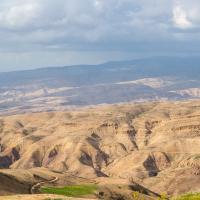 Mount Nebo, Jordan - View West from Mount Nebo, Foothills on Eastern Side of Jordan River Valley