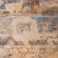 Qasr Amra - Interior, Detail: Main Hall, Western Aisle, Southern Wall Fresco, Ornamentation and Inscription