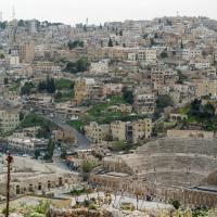 Roman Theater - Distant View of Roman Theater, from Amman Citadel, Facing Southeast