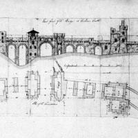 Culzean Castle - Ruined Arch & Viaduct Foundation Plan and East Elevation