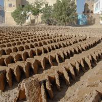 Mud brick production - mud brick drying