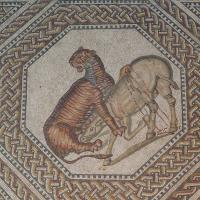 Villa Nennig - Atrium, Floor mosaic detail: animal combat