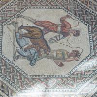 Villa Nennig - Atrium, Floor mosaic detail: men attacking bear