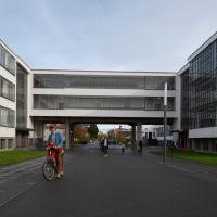 Bauhaus Dessau - Exterior: View of the Bridge Connecting the Northern and Southern Building from West