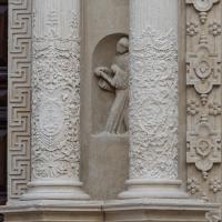 Basilica di Santa Croce - Exterior: Detail of Columns on West Facade