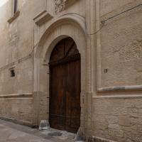 Palazzo Giustiniani - Exterior: Doorway on Via dei Perroni, Facing Northeast