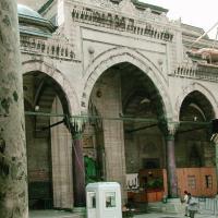 Beyazit Camii - Exterior: Courtyard, Vaulted Arcade, Mosque Entrance