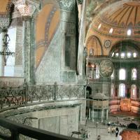 Hagia Sophia - Interior: Facing Southeast from Western Upper Level Gallery, Nave, Central Dome, Apse, Roundels, Cherub, Pendentives, Northeastern Gallery