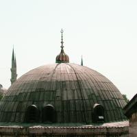 Hagia Sophia - Exterior: Detail of Eastern Dome, Blue Mosque in Background