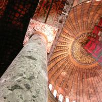 Hagia Sophia - Interior: Upper Level Gallery, Central Dome, Column and Capitol