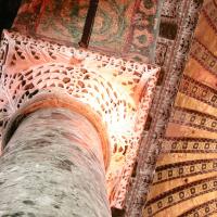 Hagia Sophia - Interior: Upper Level Gallery, Capitol and Column Detail, Mosaic Decoration 