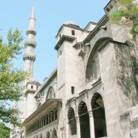 Suleymaniye Camii - Exterior: Complex Northeastern Facade, Mosque Side Entrance, Covered Portico, Minaret