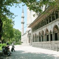 Suleymaniye Camii - Exterior: Complex Northeastern Facade, Mosque Side Entrance, Covered Portico