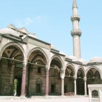 Suleymaniye Camii - Exterior: Courtyard; Minaret; Courtyard Main Entrance Portal; Ablution Fountain (Sadirvan)
