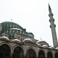 Suleymaniye Camii - Exterior: Mosque Courtyard; Minaret; Facing North