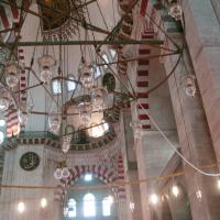 Suleymaniye Camii - Interior: Lights; Support Dome; Southeastern End; Inscription Medallions