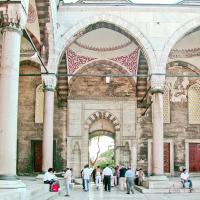 Sultanahmet Camii - Exterior: Courtyard; Southeastern Side Entrance; Vaulted Arcade
