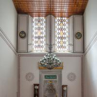 Arap Camii - Interior: Mihrab, Qibla Wall, Inscriptions, Stained Glass